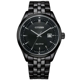 【CITIZEN 星辰】GENTS經典黑品貌非凡藍寶石鋼帶錶41mm(BM7565-80E)