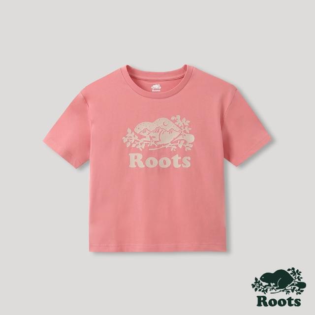 【Roots】Roots女裝-T恤俱樂部系列 景緻海狸寬短版短袖T恤(紫紅色)