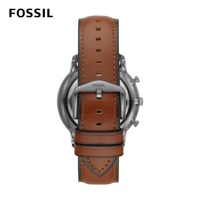 【FOSSIL 官方旗艦館】Neutra新雅仕三眼計時 棕色真皮指針手錶 44 mm FS5512