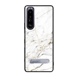 【apbs】Sony Xperia 1 IV & I0 IV 減震立架手機殼(大理石雪藏白)