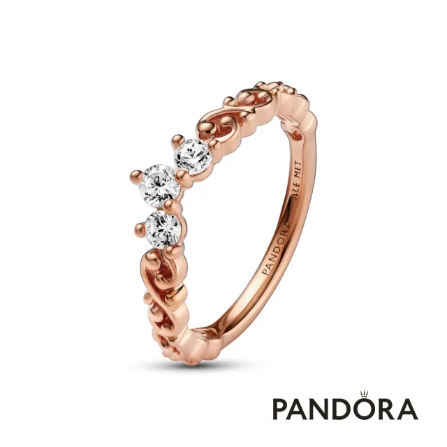 【Pandora 官方直營】高雅旋紋皇冠戒指-鍍14k玫瑰金