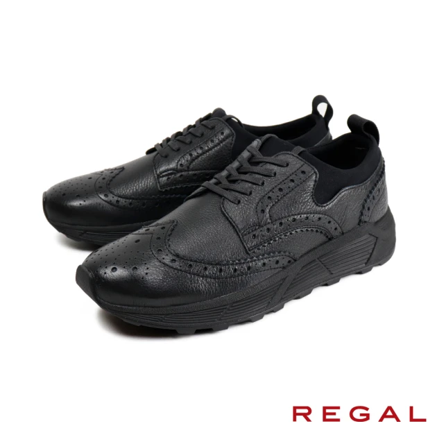 REGAL 日本原廠真皮粗跟德比鞋 黑色(F17N-BL)品