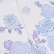 【LANVIN 浪凡】燙銀藍色玫瑰浪漫花園純綿帕巾(粉藍紫色)