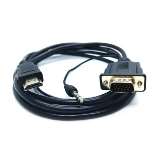 【台灣霓虹】HDMI公轉VGA公+3.5mm音頻公1.8米轉接線