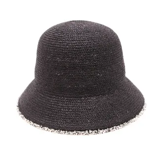 【Lorensa 蘿芮】拉菲亞草黑色優雅氣質遮陽草帽