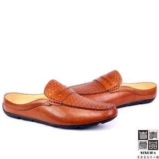 【寺孝良品】韓式雅痞真皮男穆勒鞋(棕)