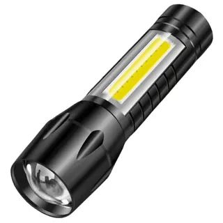 【Kyhome】迷你強光手電筒 雙光源 led伸縮變焦手電筒 露營燈 USB充電(夜行/露營/登山)