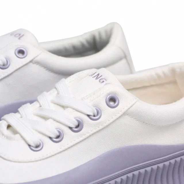 【KANGOL】帆布鞋 餅乾鞋 白紫 糖果 厚底 增高鞋 女(6252160105)