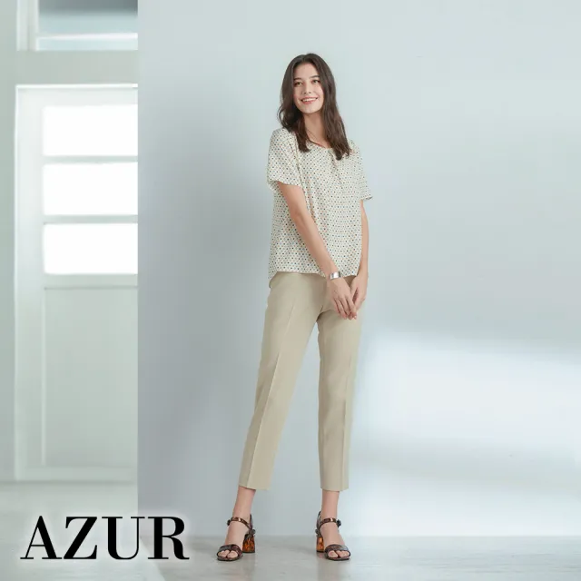 【AZUR】腰部側邊雙鈕釦造型長褲-3色