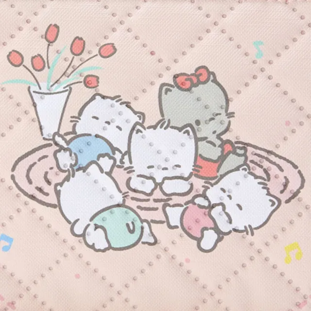 【SANRIO 三麗鷗】復古菱格紋拉鍊筆袋 貓貓家族 玩耍時光(文具雜貨)