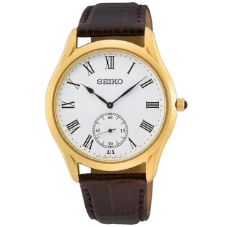【SEIKO 精工】CS 城市簡約小秒盤咖啡皮帶男錶-39mm(SRK050P1/6G28-01A0G)