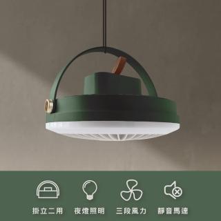 【Horizon 天際線】戶外露營Led照明吊立兩用折疊風扇(HRZ-048 小吊扇/三段風力/環形白燈)