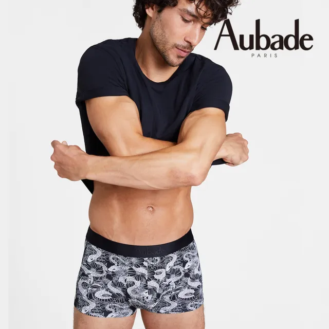 【Aubade】短版頂級莫代爾棉 彈性四角男褲 平口褲(蛇與花-2211)