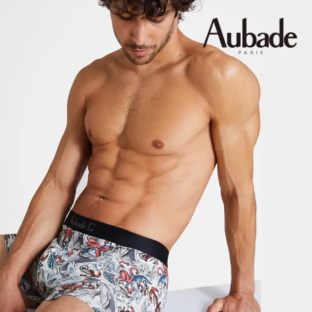 【Aubade】聯名款長版頂級莫代爾棉 彈性四角男褲 平口褲(章魚-2218)