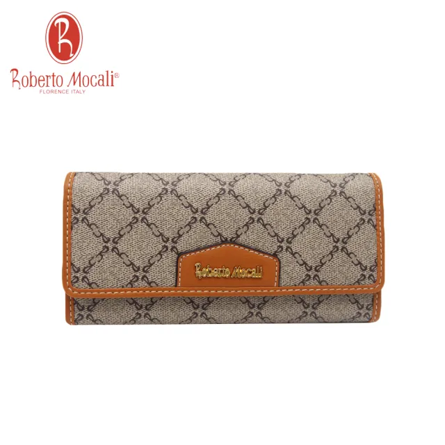 【Roberto Mocali】方格22卡2鈔三折雙扣長夾(RM-89826)