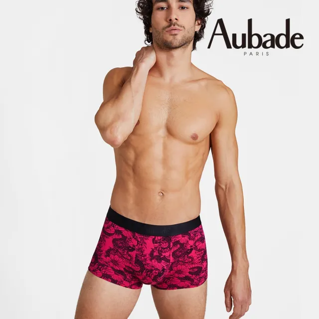 【Aubade】短版頂級莫代爾棉 彈性四角男褲 平口褲(蛇與花-2212)