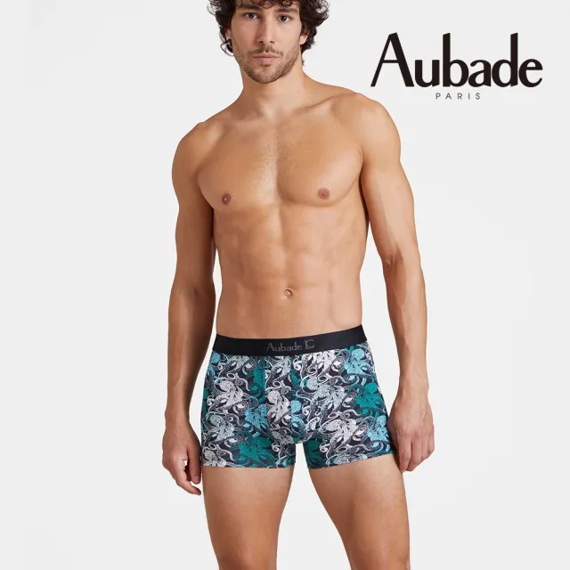 【Aubade】聯名款長版頂級莫代爾棉 彈性四角男褲 平口褲(章魚-2217)