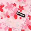 【Mary Quant 瑪莉官】櫻花圖案燙銀格紋滾邊純綿帕巾(粉紅色)
