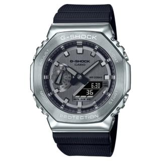 【CASIO 卡西歐】G-SHOCK農家橡樹金屬錶殼雙顯示腕錶 / 銀灰 44.4mm(GM-2100-1A)