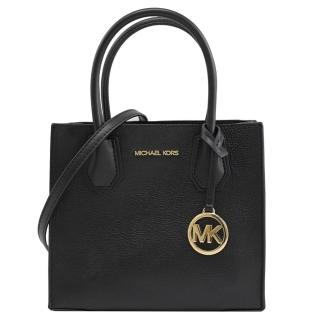 【Michael Kors】圓標MK LOGO吊飾手提斜背三層包兩用包(黑)