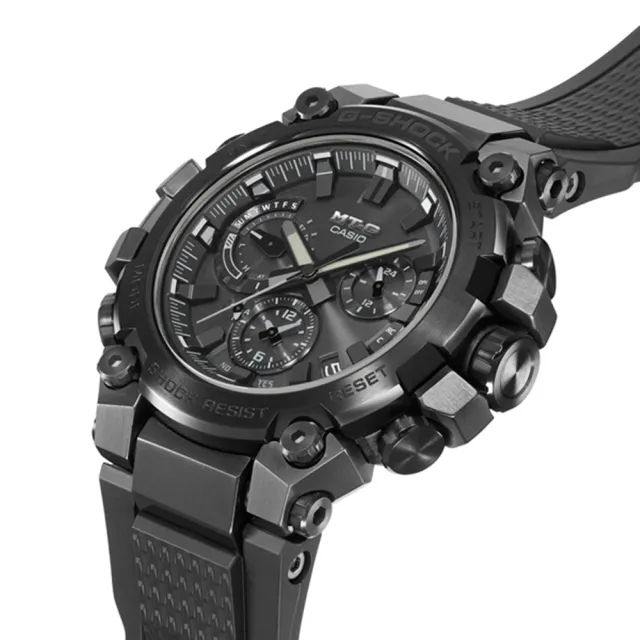 【CASIO 卡西歐】G-SHOCK 電波 藍牙 太陽能 雙核心防護手錶(黑灰_MTG-B3000B-1A)