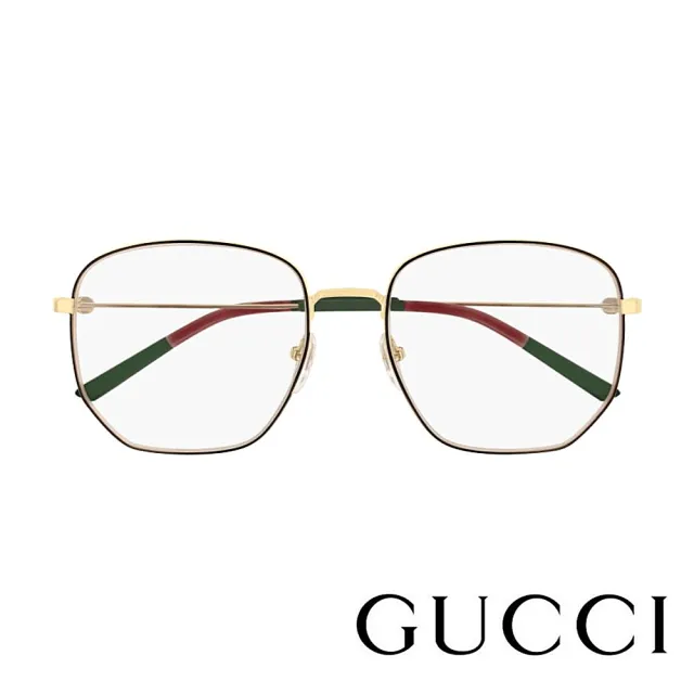 GUCCI 古馳】六角形金屬框光學眼鏡(GG0396O-001 熱賣暢銷款) - momo