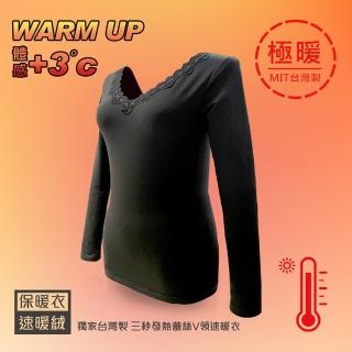 【L’adoore 蕾朵兒】發熱衣-三秒發熱蕾絲V領速暖衣 灰