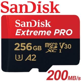 【SanDisk 晟碟】256GB 200MB/s Extreme Pro microSDXC U3 V30 A2 記憶卡(平輸 附轉卡)