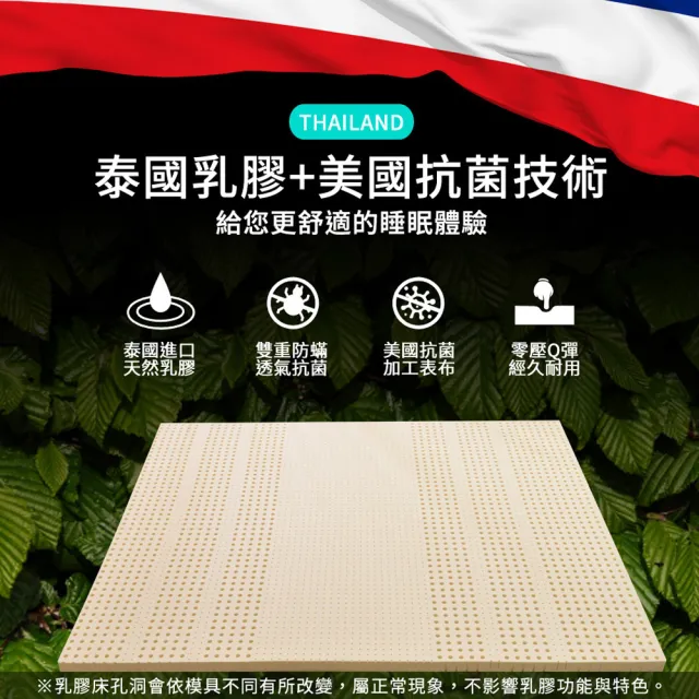 【LooCa】2.5cm泰國乳膠床墊-搭贈美國抗菌布套(加大6尺)