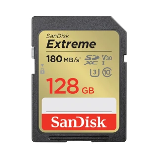【SanDisk 晟碟】128GB 180MB/s Extreme SDXC SD UHS-I V30 U3 記憶卡(平輸)