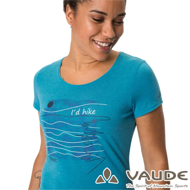 【VAUDE】女款抗菌圖騰吸濕排汗短袖T恤(VA-42626藍/彈性輕量/休閒旅遊/登山健行)