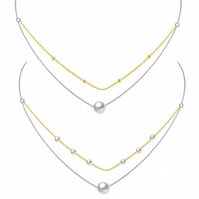 【City Diamond 引雅】網路獨家 日本AKOYA珍珠 7-8mm 雙層 項鍊-二款任選(珠潤月詠系列)