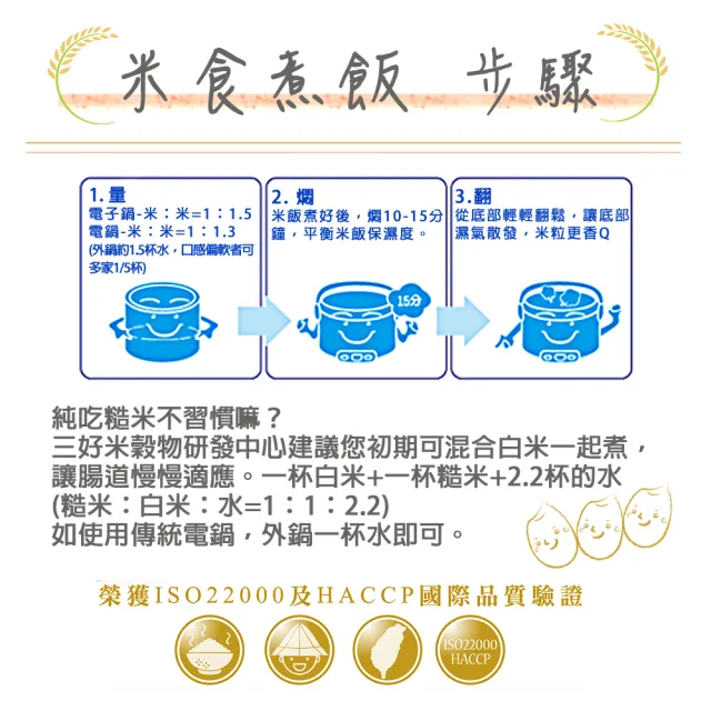 【三好米】一等長秈糙米(2.2Kg)