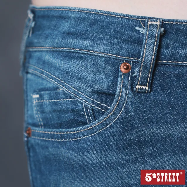 【5th STREET】女輕量顯瘦牛仔褲-中古藍