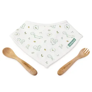 【Miniland】餐巾餐具組-餐巾+湯匙+叉子/兒童餐具/學習餐具(2款選擇)