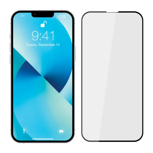 【YADI】iPhone 13 mini/5.4吋 高清透滿版鋼化玻璃保護貼(9H硬度/電鍍防指紋/CNC成型/AGC原廠玻璃-黑)