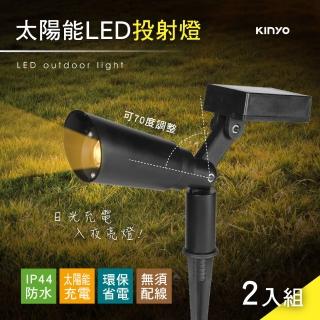 【KINYO】太陽能LED投射燈2入組(造景燈/庭園燈/戶外燈 GL-5130)