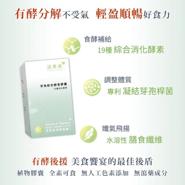 享食綜合酵素膠囊 1盒 60顆/盒(綜合消化酵素 專利益生菌 水溶性膳食纖維 消化道保健)