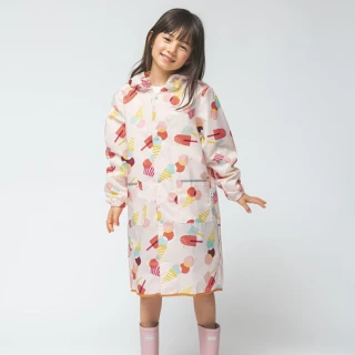 【w.p.c】空氣感兒童雨衣/超輕量防水風衣 附收納袋(冰淇淋派對M)