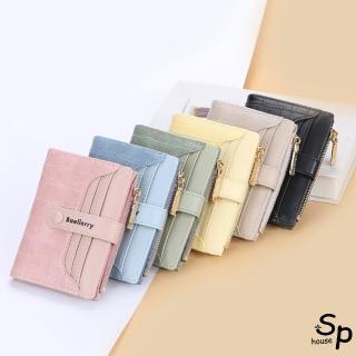【Sp house】粉彩石頭紋女用短款錢包皮夾(6色可選)