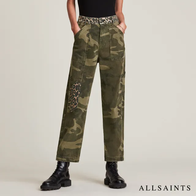 【ALLSAINTS】DESSA 高腰九分迷彩豹紋印花長褲 WE031V(舒適版型)