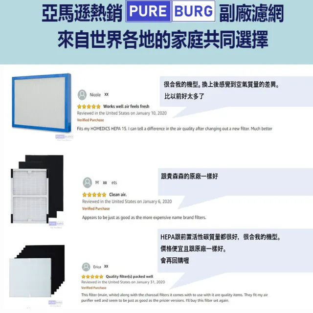 【PUREBURG】適用Brise C200人工智慧空氣清淨機 副廠高效HEPA濾網組