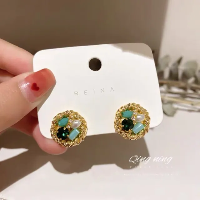【bibi】耳環新款潮超閃水晶珍珠耳釘設計感小巧精緻簡約百搭耳環