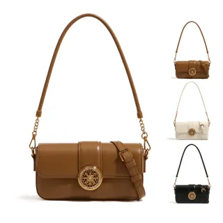 【MAISY】真皮金屬裝飾單肩斜背包(真皮包包 現+預  棕色／白色／黑色)