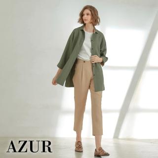 【AZUR】腰帶造型釦九分褲