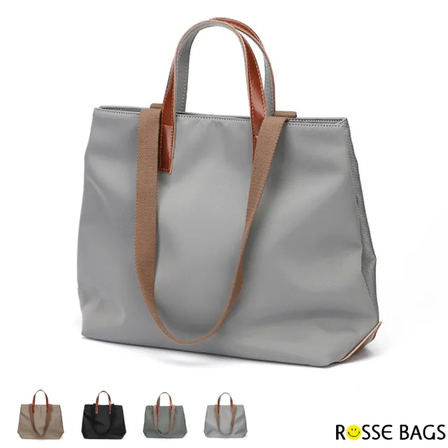 【Rosse Bags】輕便牛津布大容量簡約托特包(現+預  黑色／灰色／卡其色／墨綠色)