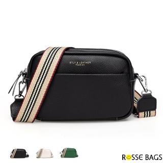 【Rosse Bags】簡約真皮寬肩帶軟皮休閒斜背包(現+預 黑色／米色／綠色)