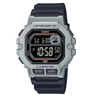【CASIO 卡西歐】CASIO 電子錶 運動訓練 十年電力 樹脂錶帶 防水100米 WS-1400H(WS-1400H-1B)
