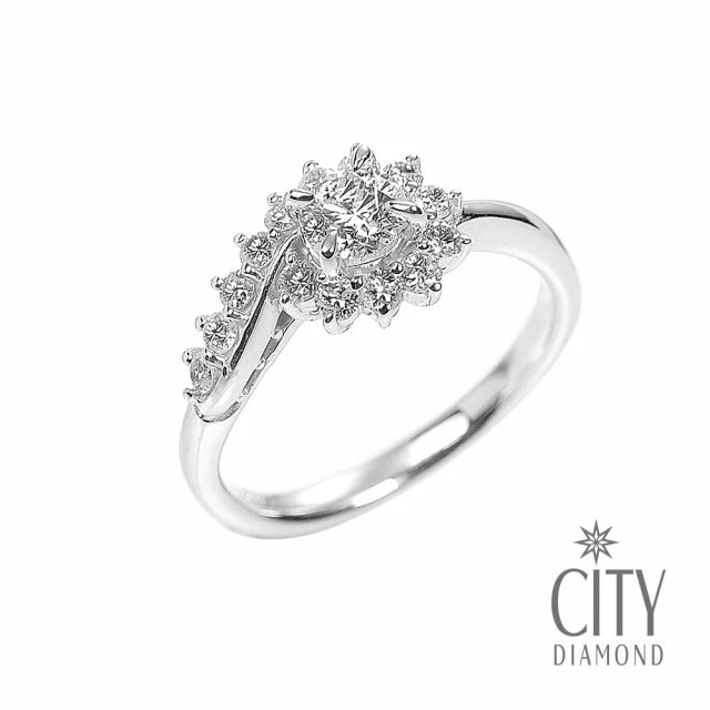 City Diamond 引雅 『玫瑰迴廊』天然鑽石1克拉白K金戒指/鑽戒