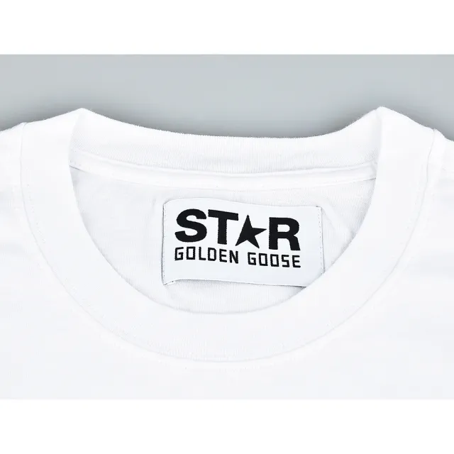 【GOLDEN GOOSE】GOLDEN GOOSE標誌LOGO星星圖案圓領短袖T恤(男款/白)
